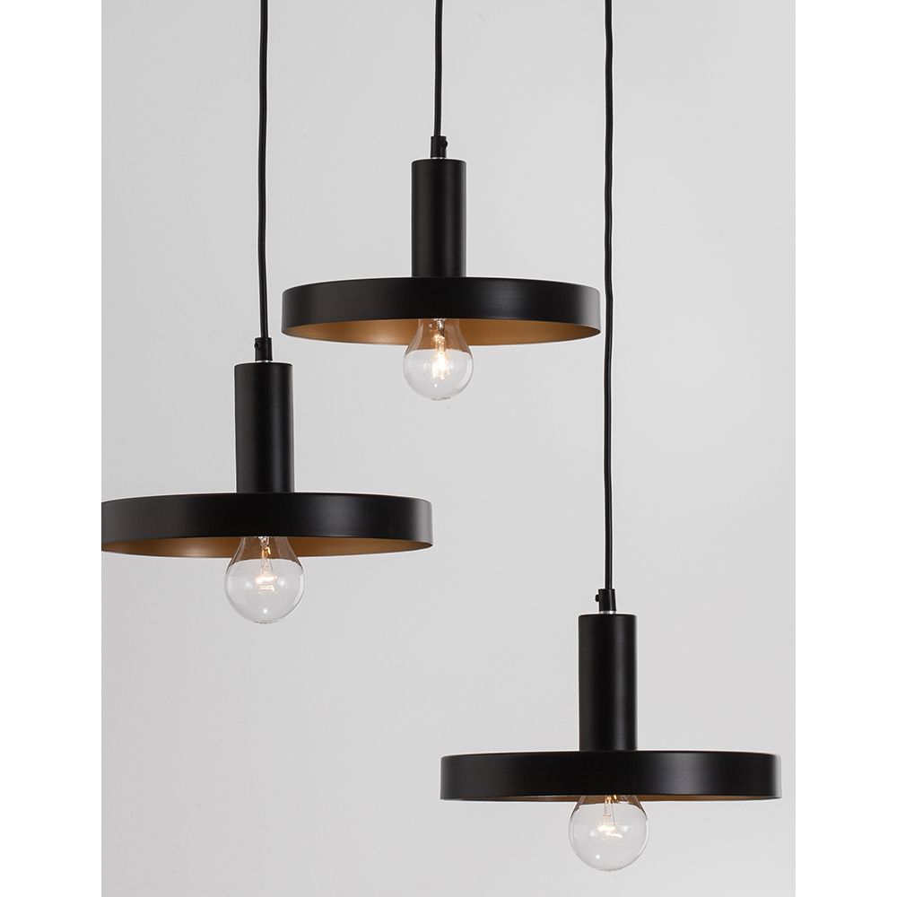 Garni Hang LAMP 3-LEME KULTA, MUSTA