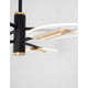 Genti LED Hängelampe Schwarz, Gold mit eleganten Aluminium- und Acryl-Design-Elementen.