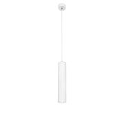 Gia Pendellampe Ø 6cm Weiß aus weißem Aluminium, höhenverstellbar, minimalistische Hängeleuchte mit schlankem Zylinderdesign