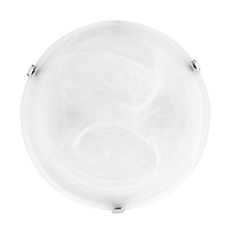 Giorno plafonnier Ø 30 cm verre chromé - plafonnier en verre albâtre blanc avec fixation chromée, lumière douce et diffuse pour salon ou chambre