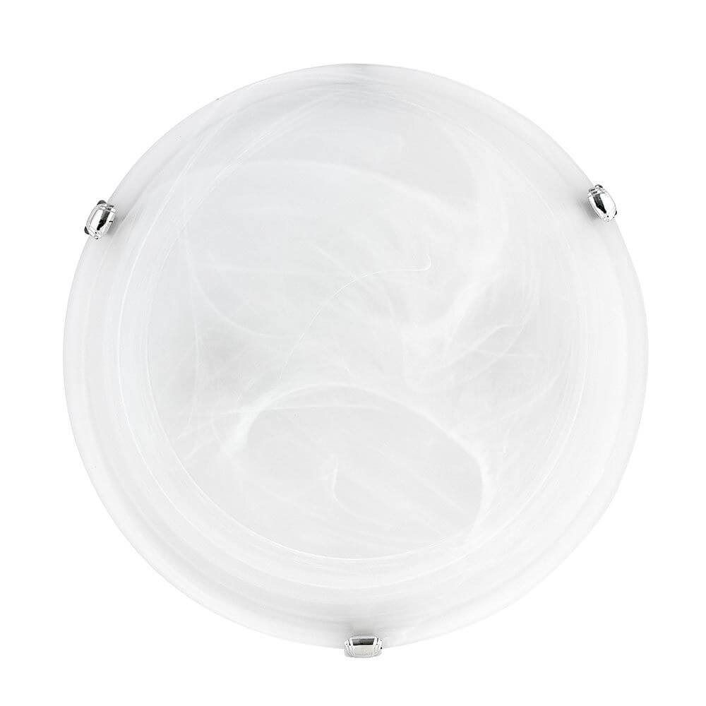 Giorno Glas-Deckenleuchte Alabaster, Chrom – runde Deckenleuchte mit weißem Alabasterglas und Chrombefestigungen, klassisches Design