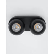 Gon LED spot de plafond à 2 flammes en métal noir, source lumineuse moderne pour les intérieurs.