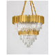 Eleganter Grane Kristall Kronleuchter 20-flg. in Gold mit rechteckigen Prismen, ideal für moderne und klassische Räume.