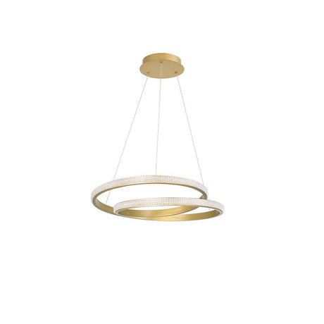 Grania LED Hängeleuchte Matt-Gold mit zwei eleganten Ringen und goldfarbenem Finish.