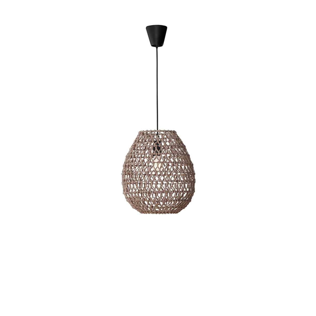 Suspension Nova Luce Griffin en moka, abat-jour tressé en matériau naturel, suspension moderne avec suspension noire