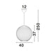 Nova Luce Griffin pendant lamp, Ø 40cm sphere made of dried water hyacinth, technical view with dimensions