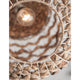 Nova Luce Griffin pendant lamp with dried water hyacinth, Ø 40cm, detail view from below with lighting
