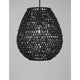 Griffin Papier-Hängeleuchte Schwarz aus robustem Papier-Rattan in elegantem Schwarz, stilvolle Pendelleuchte.