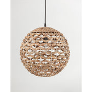 Nova Luce Griffin pendant light, Ø 50.5 cm, sphere made of dried water hyacinth, natural colours