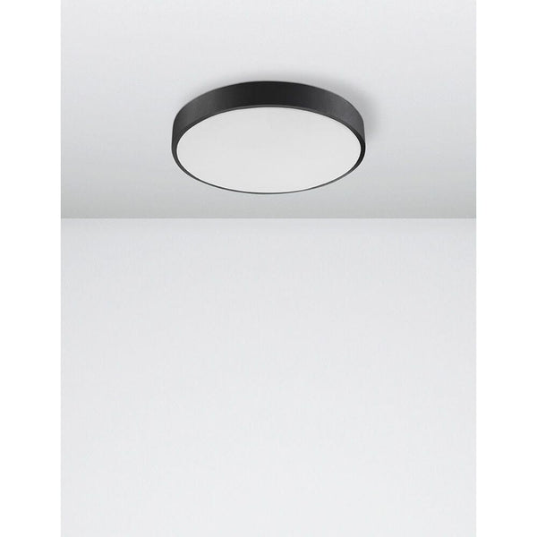 Hadon LED Deckenlampe Ø 40cm – matte schwarze runde Deckenleuchte mit warmweißem Diffusor, modernes Design für Wohnzimmer, Schlafzimmer oder Flur