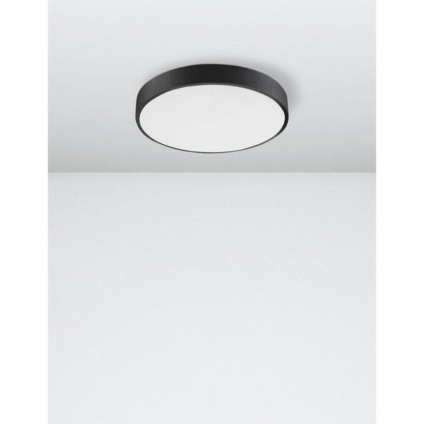 Hadon LED Deckenlampe Ø 40cm – runde mattschwarze Deckenleuchte mit weißem Diffusor, modernes warmweißes 3000K Licht