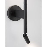 Detailaufnahme der Handy LED Wandlampe 2-flammig in Schwarz, modernes und schlichtes Design.