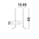 Handy LED Wandlampe 2-flammig technische Zeichnung mit Abmessungen 13.65 cm x 55 cm x 11 cm.