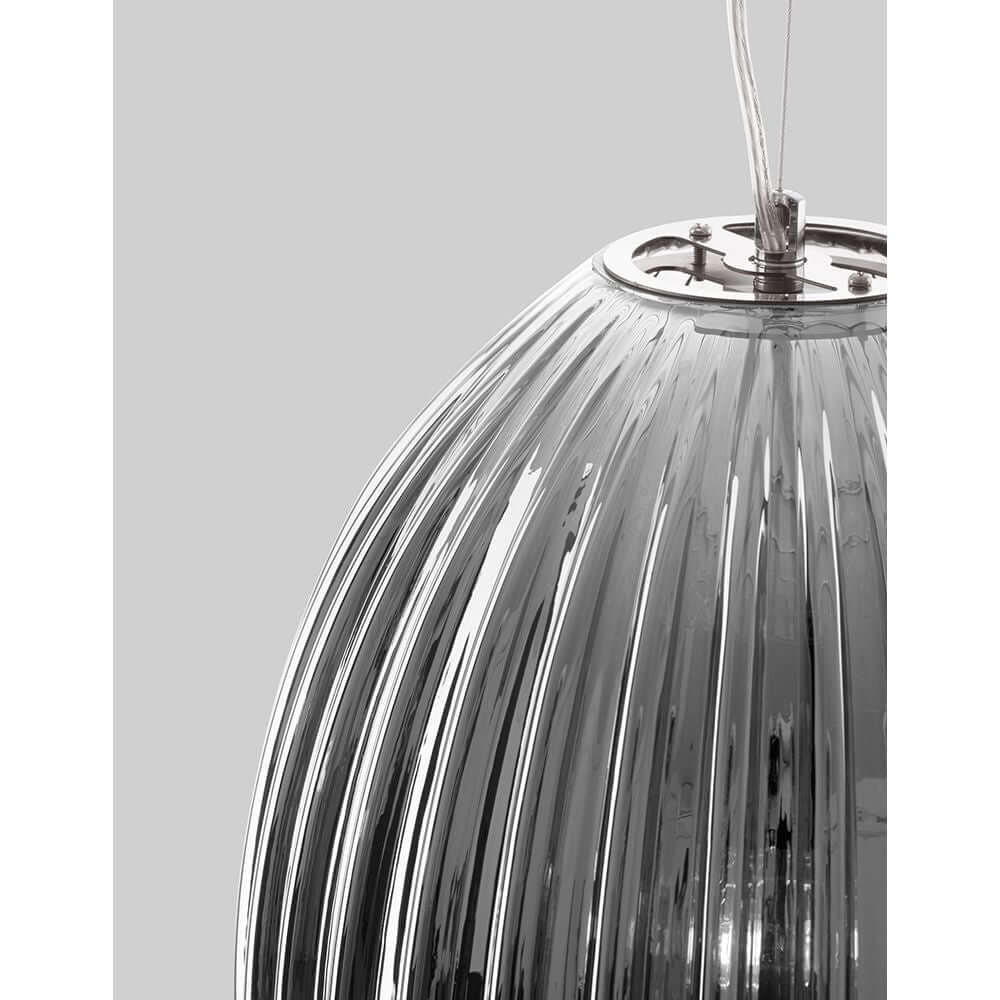 Hector Pendelleuchte Glas aus geriffeltem Glas und Metall, moderne Esszimmer-Pendelleuchte