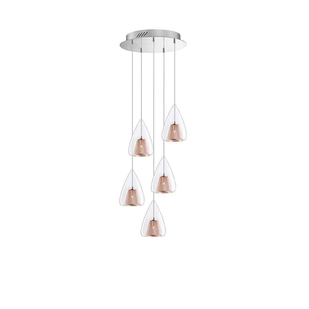 Hugo Hängelampe 5-flg. Roségold
