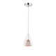 Hugo Pendellampe Ø 16,5cm Glas – moderne Pendelleuchte mit tropfenförmigem Glas und roségoldenem Gitterschirm.