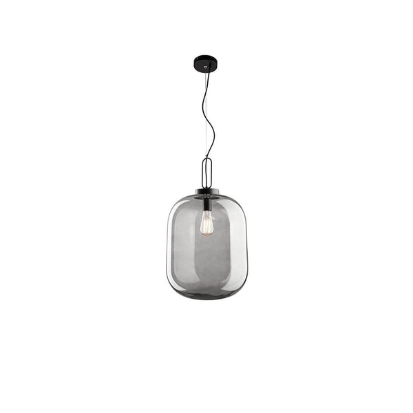 Hunter pendel glas røgfarver i moderne design med sort og transparent glas.