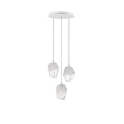 Ice Hängelampe 3-flammig Weiß, Klar mit drei hängenden Glaskörpern in modernem Design.