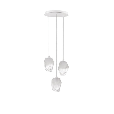 Ice Hängelampe 3-flammig Weiß, Klar mit drei hängenden Glaskörpern in modernem Design.