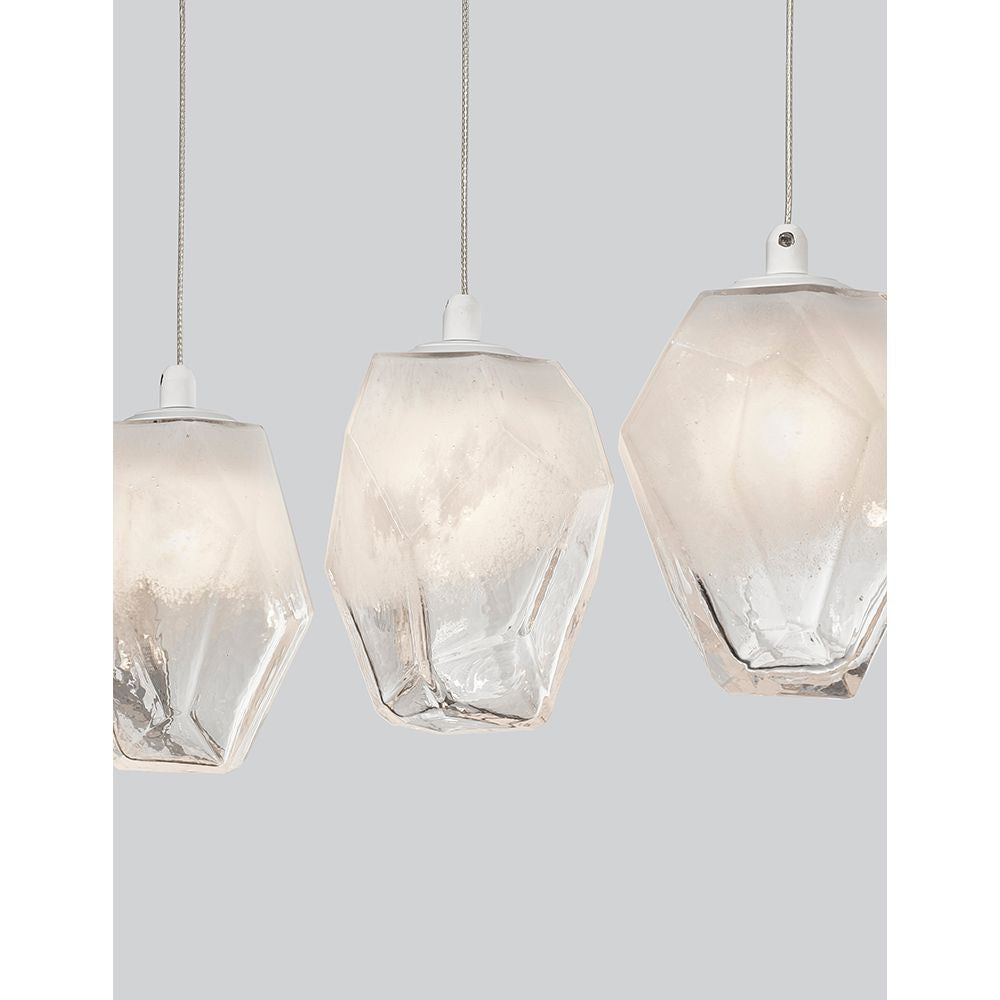 Ice glass pendant lamp 5-flg. Running