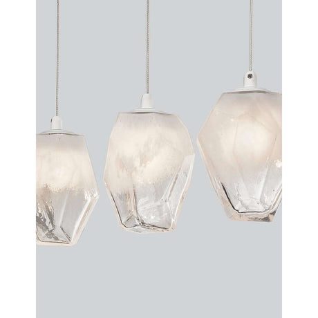 Ice Glas-Pendelleuchte 5-flg. Verlaufend, moderne Deckenleuchte mit klarem Glas und coolen Formen.