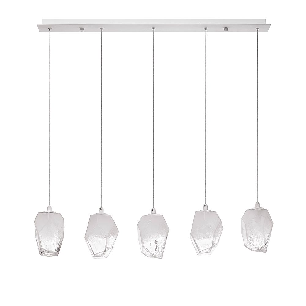 Ice glass pendant lamp 5-flg. Running