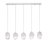 Ice glass pendant lamp 5-flg. Running