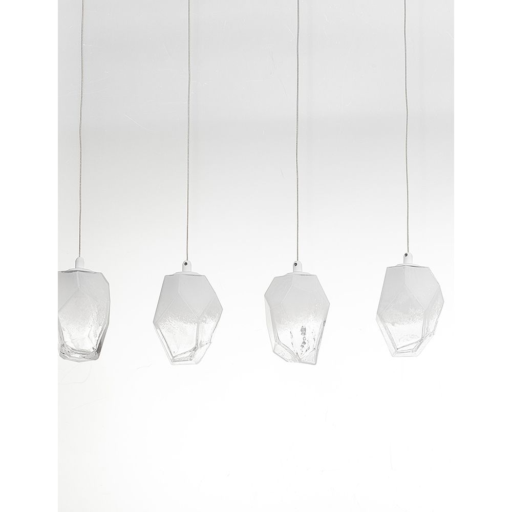 Ice glass pendant lamp 5-flg. Running