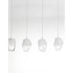Hängende Glas-Pendelleuchte mit fünf klaren, mattierten Glasschirmen im eisigen Design.