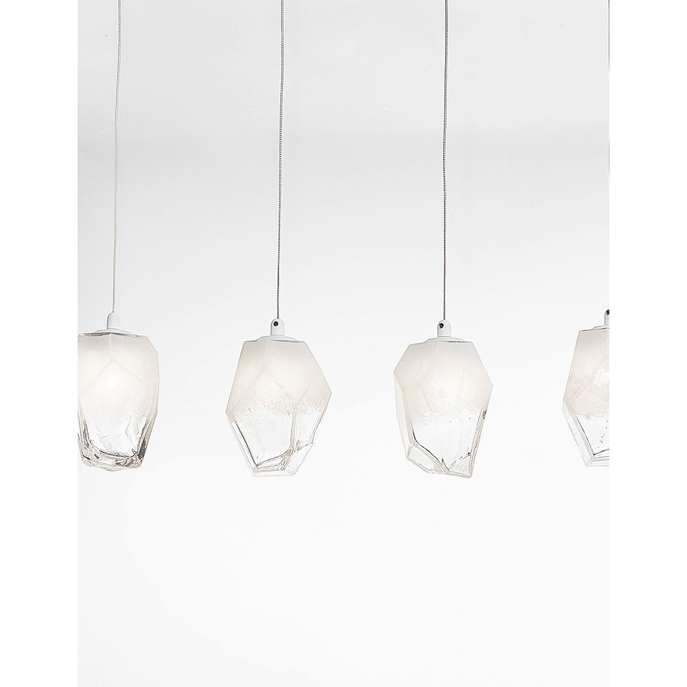 Ice glass pendant lamp 5-flg. Running