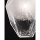 Detailansicht der Ice Glas-Pendelleuchte mit eisigem Effekt und klaren Glasflächen auf schwarzem Hintergrund.