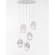 Elegante Ice Hängeleuchte mit 5 hängenden, klaren Leuchtkörpern in modernem Design und weißem Finish.