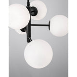 Impero Hängelampe 6-flg. in Schwarz mit Glas-Kugeln für stilvolle Wohnräume.
