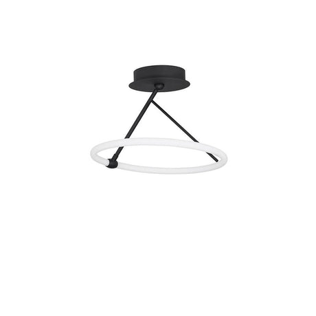 Janus LED Deckenlampe Ø 38cm Sandig-Schwarz mit modernem, minimalistischem Design und warmweißem Licht.