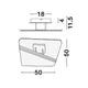 Technische Zeichnung der Jertuna LED Deckenlampe Gold, Klar mit Maßen 50x50x11.5cm und 18mm Montageplatte.