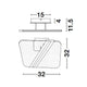Jertuna LED Runde Deckenlampe Gold Zeichnung mit Abmessungen 15x4x32 cm.