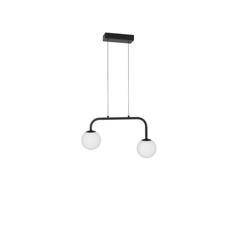 Joline LED Hängelampe Schwarz, Weiß mit zwei Opalglas Kugeln und minimalistischen Design.