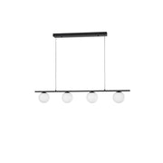Joline LED Glas-Hängeleuchte Schwarz, moderne Pendelleuchte mit vier Opalgläsern und schwarzem Metallgestell