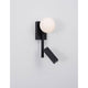 Joline LED Glas-Wandleuchte Sandig Schwarz in modernem, minimalistischen Design mit schwarzem Aluminium und Opalglas.