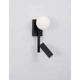 Moderne Joline LED Glas-Wandleuchte in Sandig Schwarz mit Opalglas und Richtstrahler für sanfte Beleuchtung.