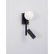 Joline LED Glas-Wandleuchte Sandig Schwarz mit weißem Opalglas und schwarzem Aluminiumdesign.
