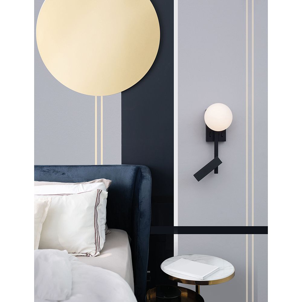 Moderne LED Glas-Wandleuchte Joline in sandig schwarz, ideal für stilvolles Wohnen und sanfte Lichtverteilung.
