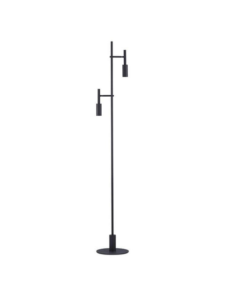 Lampadaire Joy LED noir 161 cm au design moderne avec double luminaire et forme élancée.
