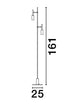 Technische Zeichnung der Joy LED Stehlampe Schwarz 161cm mit Abmessungen 161cm Höhe und 25cm Basisbreite.