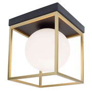 Juliet cube loftslampe messing, sort med opalglas og moderne design