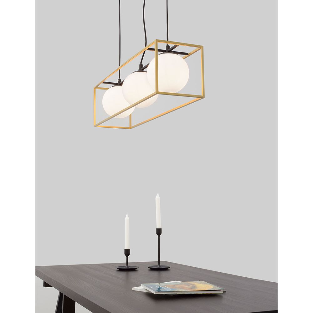 Juliet hanging light cuboid brass