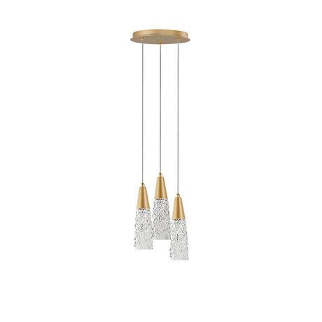 Kovac Hängelampe 3-flammig Glas Gold in elegantem Design mit dekorativem Glas, ideal für Esstisch oder Wohnzimmer.