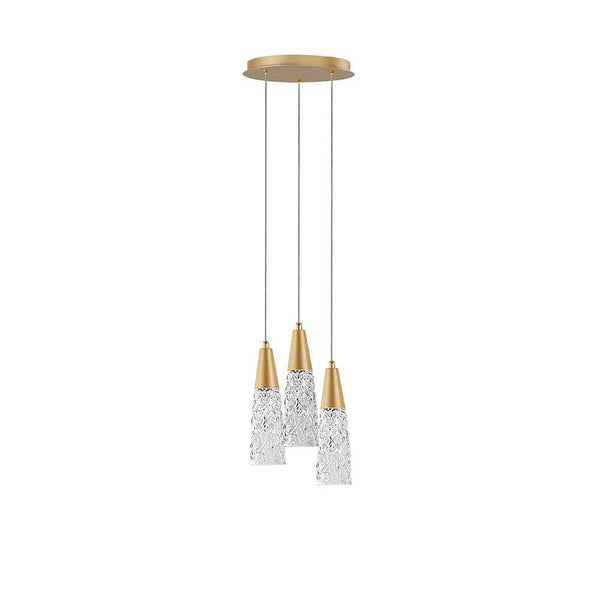 Kovac pendant lamp 3-light glass gold in an elegant design with decorative glass, ideal for the dining table or living room.