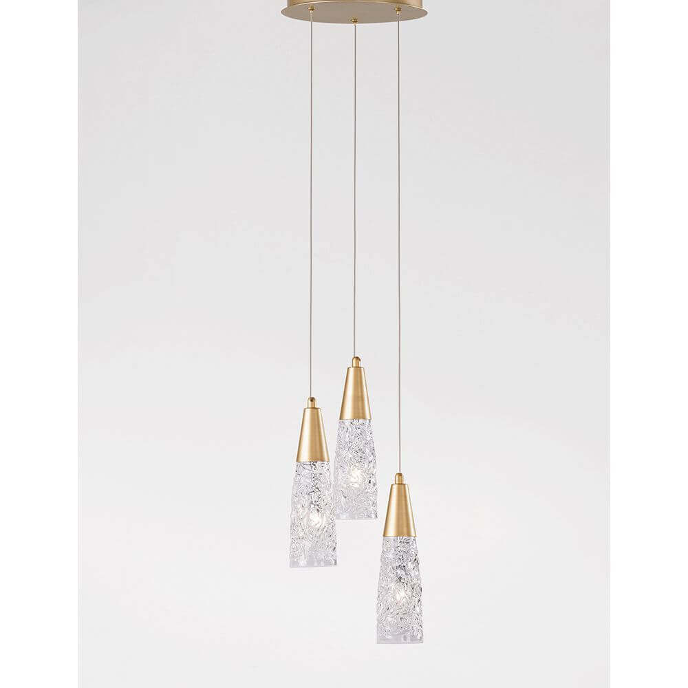 Kovac hanging lamp 3-flame glass gold