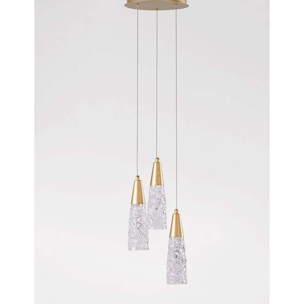 Kovac hanging lamp 3-flame glass gold